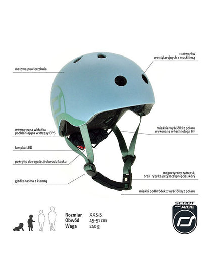 Adjustable children's helmet with light