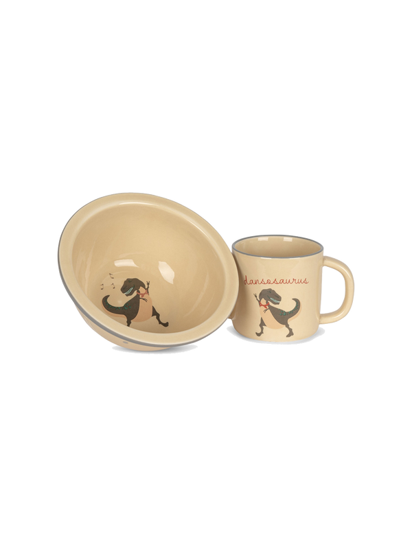 Ceramic bowl and mug set dansosaurus
