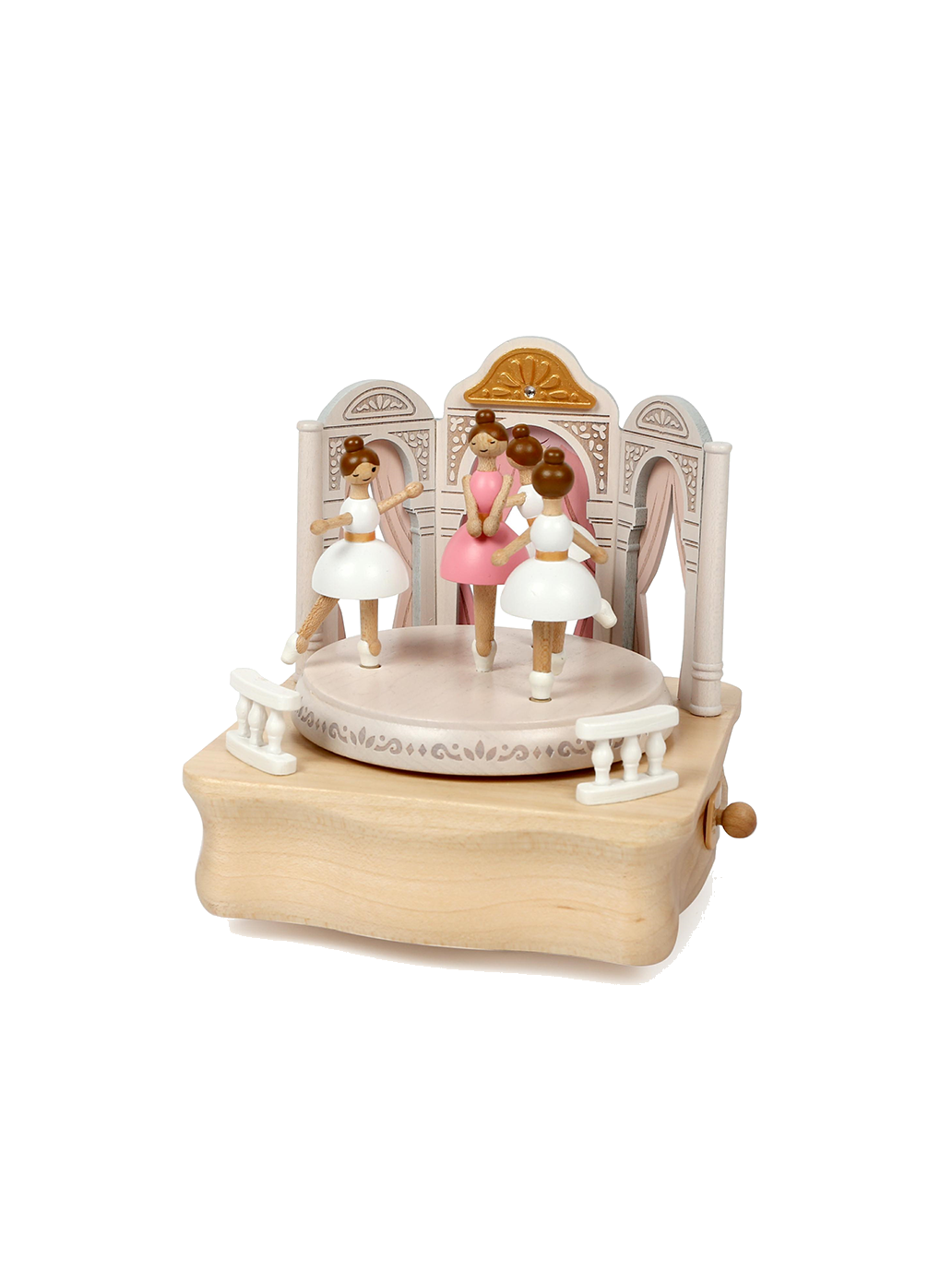 Wooden music box with moving parts