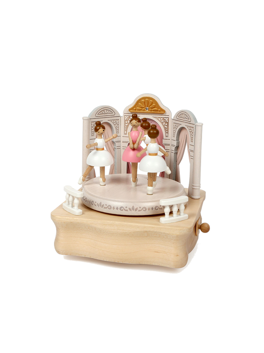 Wooden music box with moving parts