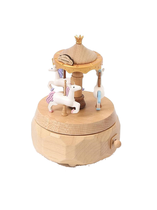 Wooden music box with moving parts