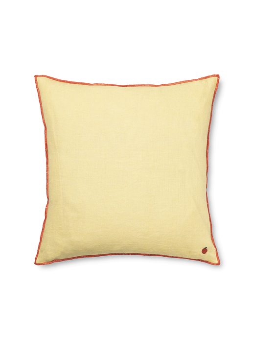 Linen pillow with contrasting stitching lemon