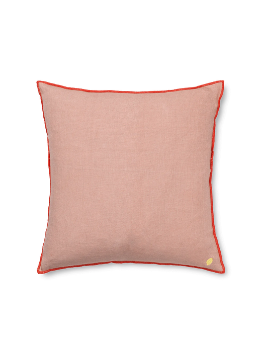 Linen pillow with contrasting stitching dusty rose