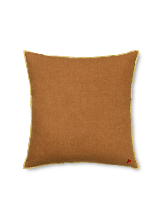 Linen pillow with contrasting stitching