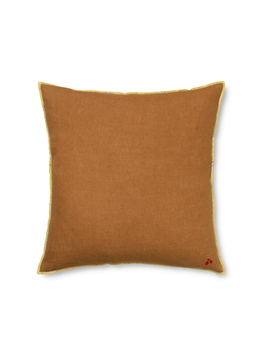 Linen pillow with contrasting stitching sugar kelp