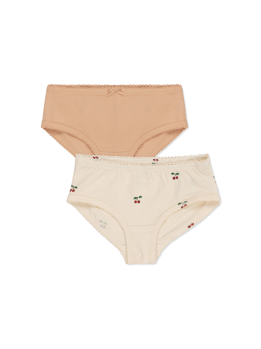 2-pack girl's cotton briefs set cherry/toasted almond