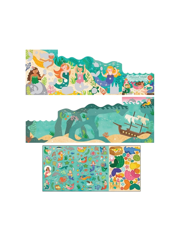 reusable stickers with a board mermaid world