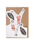 A decorative greeting card with an envelope happy birthday acrobats