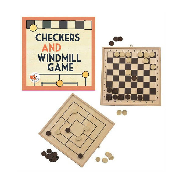 wooden logic games 2in1 Checkers & Windmill