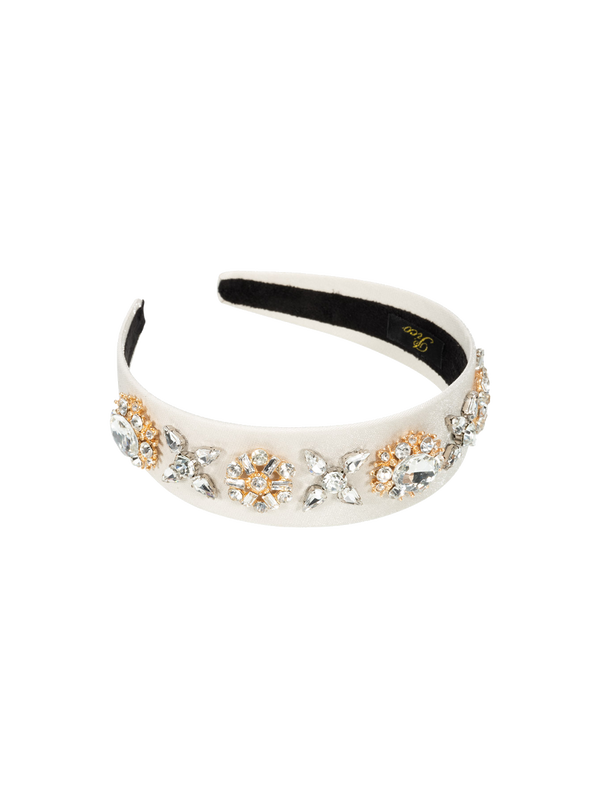 Decorative hair band with crystals Caren Headband white