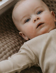 Cathie baby onesie with zipper light brown melange