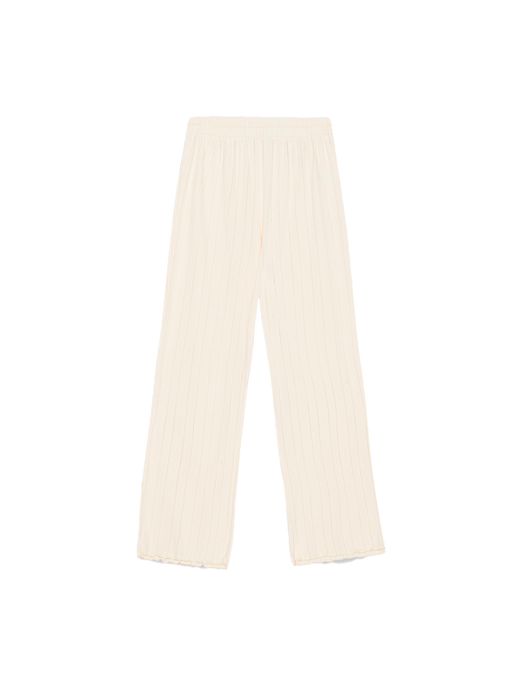 Organic cotton pointelle cropped pants ecru