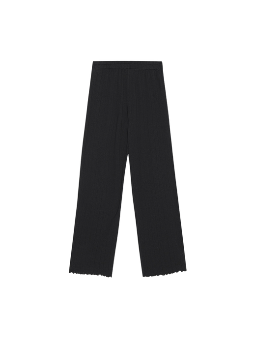 Organic cotton pointelle cropped pants black