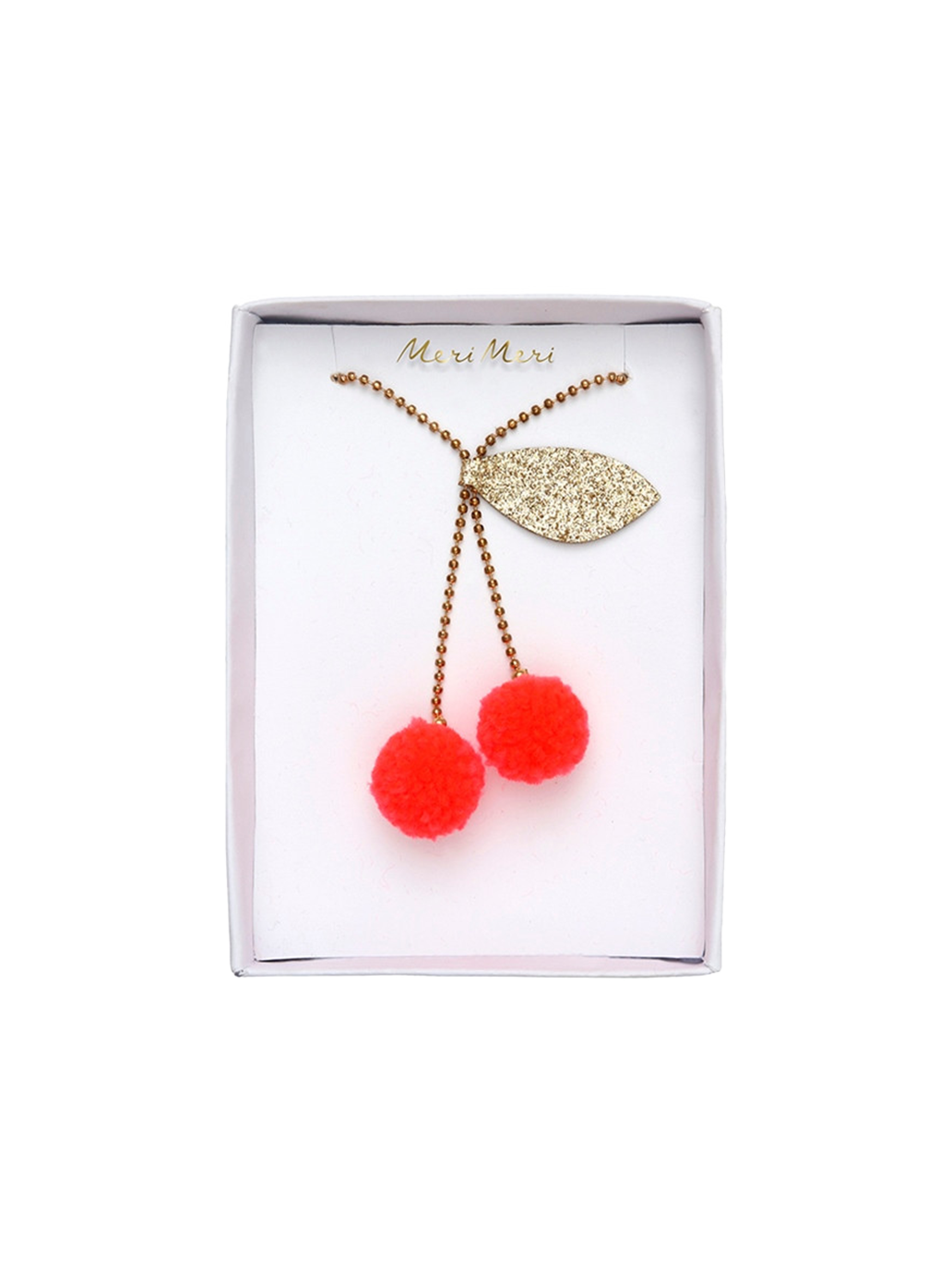Necklace with cherries made of pompoms