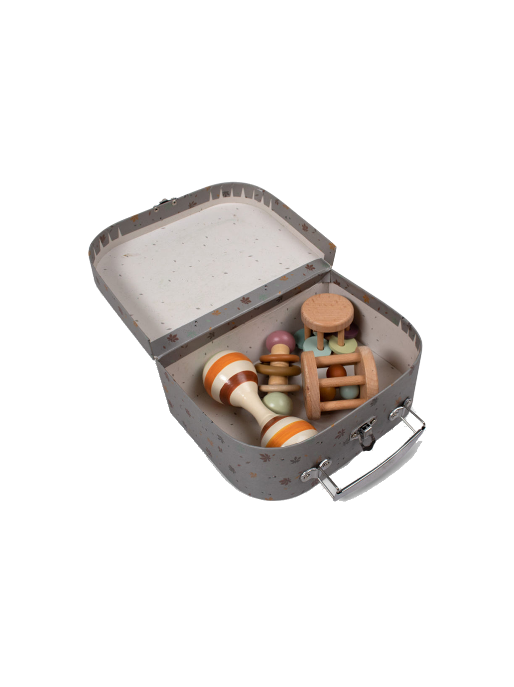 Wooden sensory toys in a case