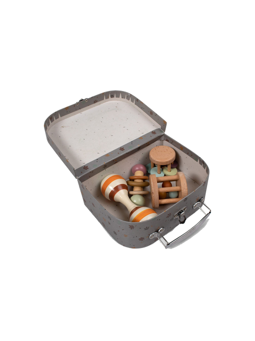 Wooden sensory toys in a case