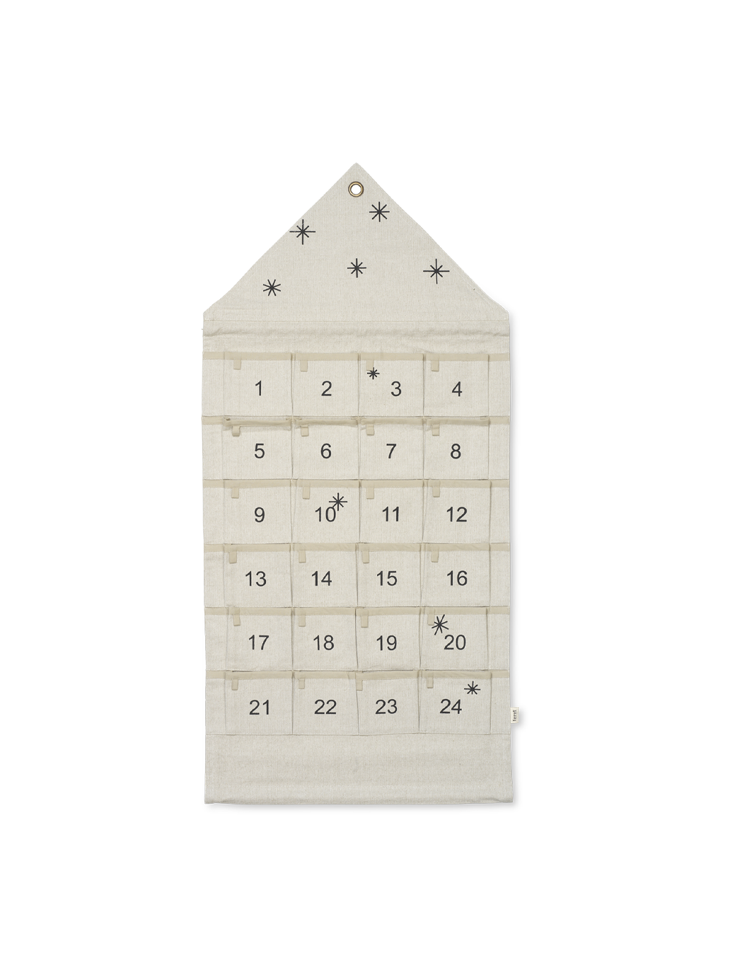 calendario dell&#39;avvento in tela con scomparti