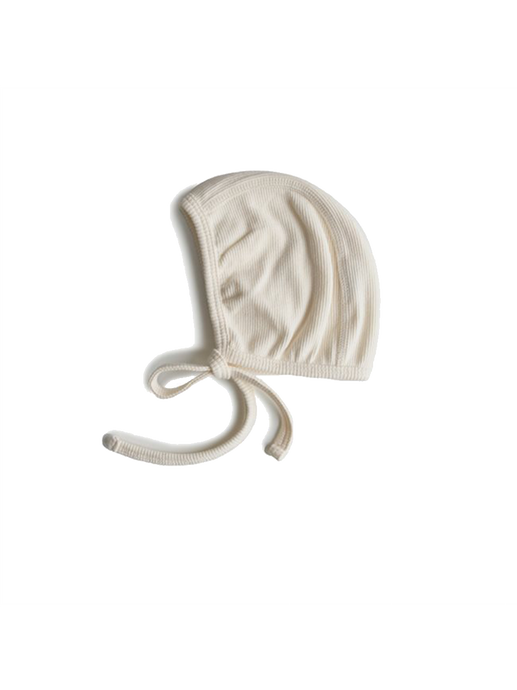 Ribbed baby bonnet ivory