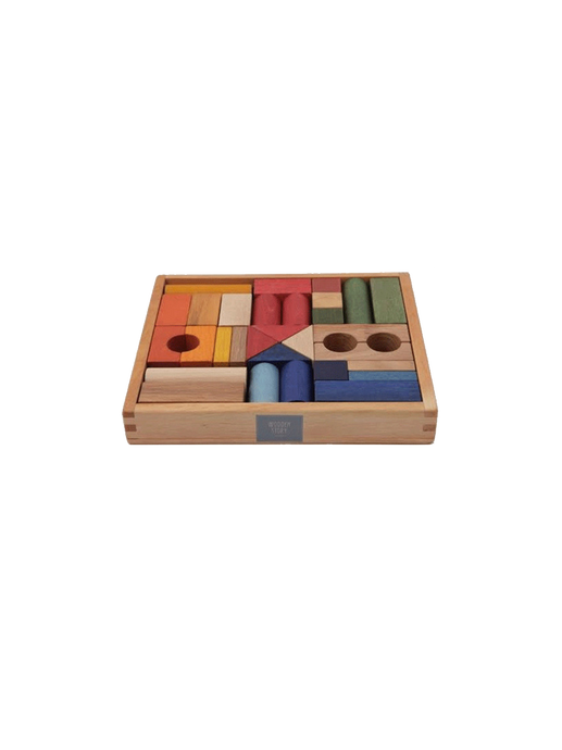 bloques de madera en caja de 30 uds. rainbow