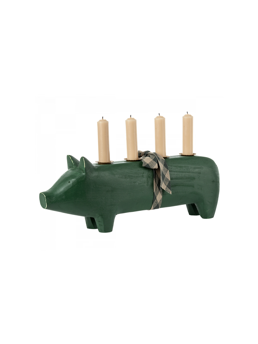 Wooden pig candle holder Large