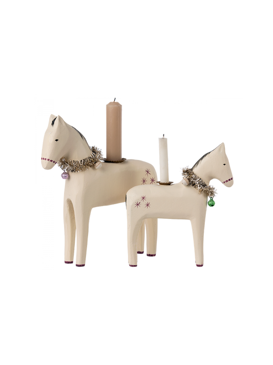 Wooden horse candle holder Small