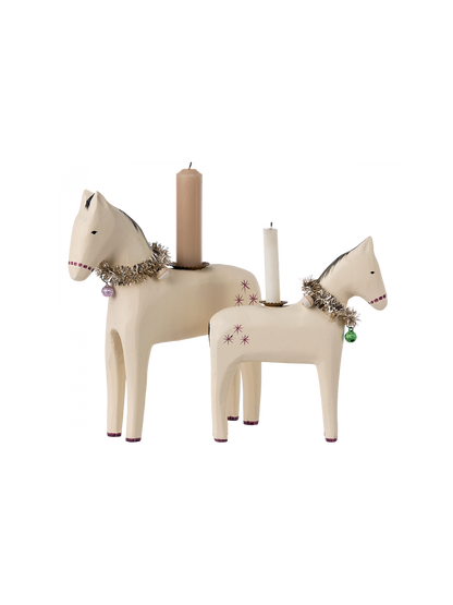 Wooden horse candle holder Small