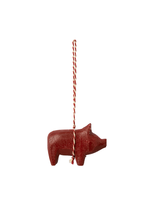 Wooden Christmas ornament Pig red
