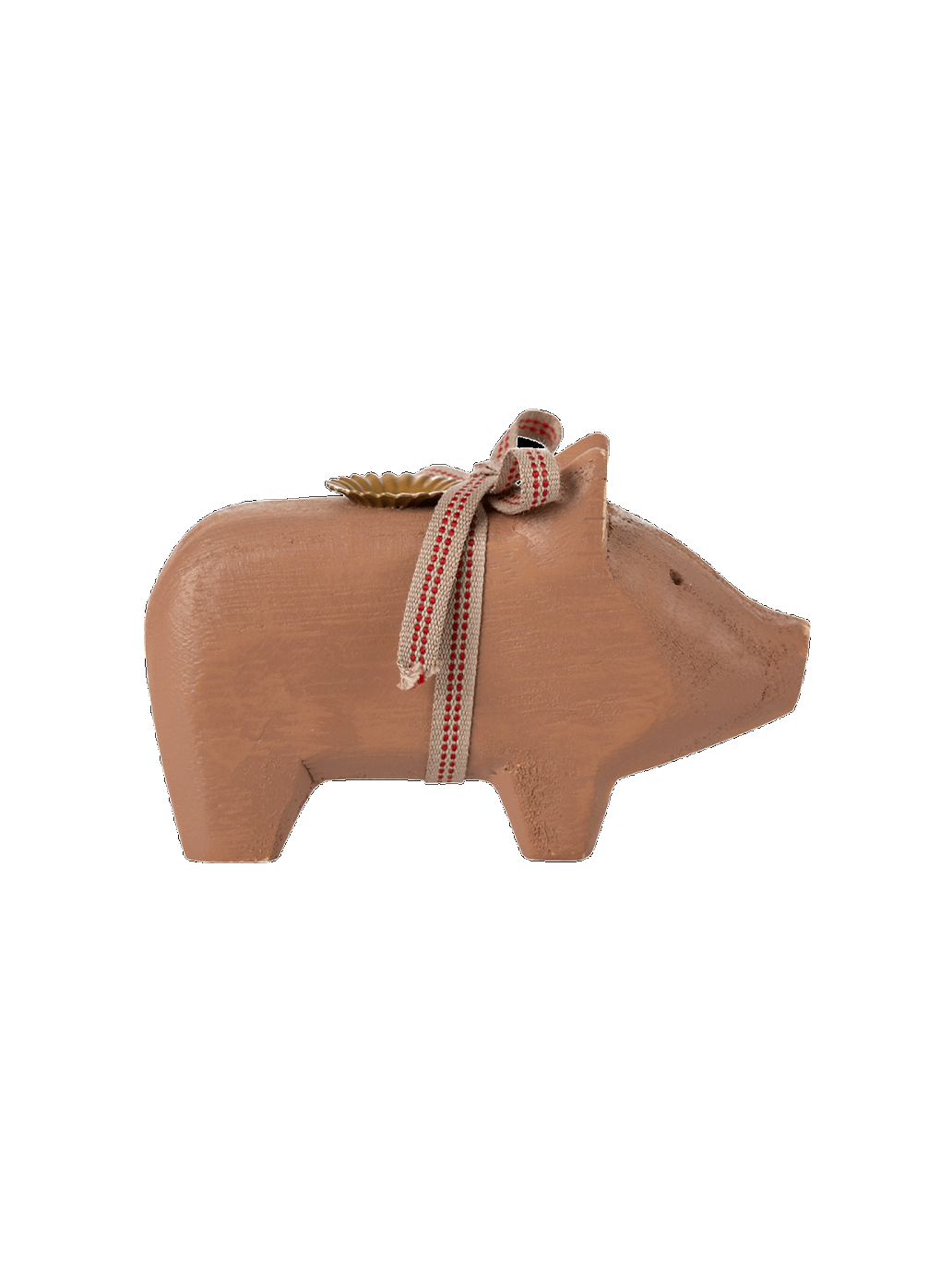Wooden pig candle holder Small