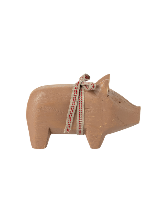 Cerdo navideño de madera pequeño