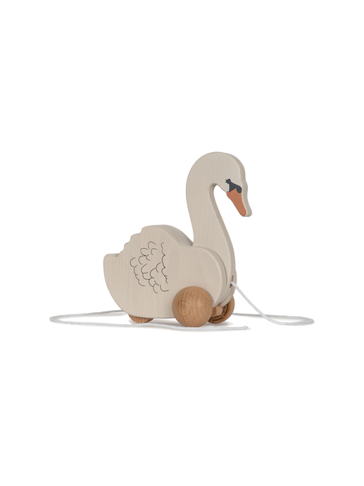Wooden pull toy swan