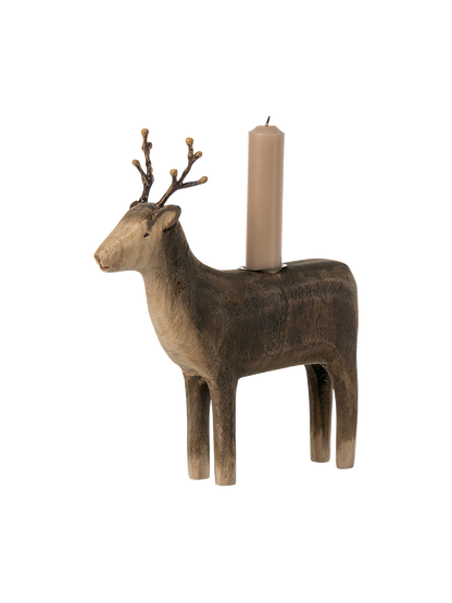 Wooden candle holder Reindeer