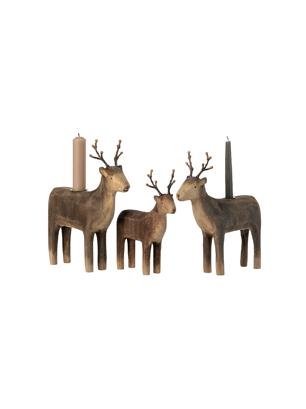 Wooden candle holder Reindeer