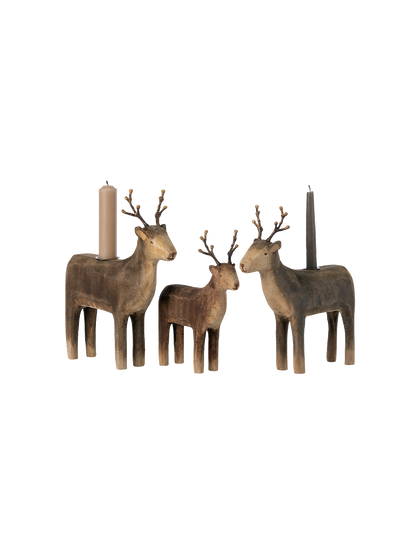 Wooden candle holder Reindeer