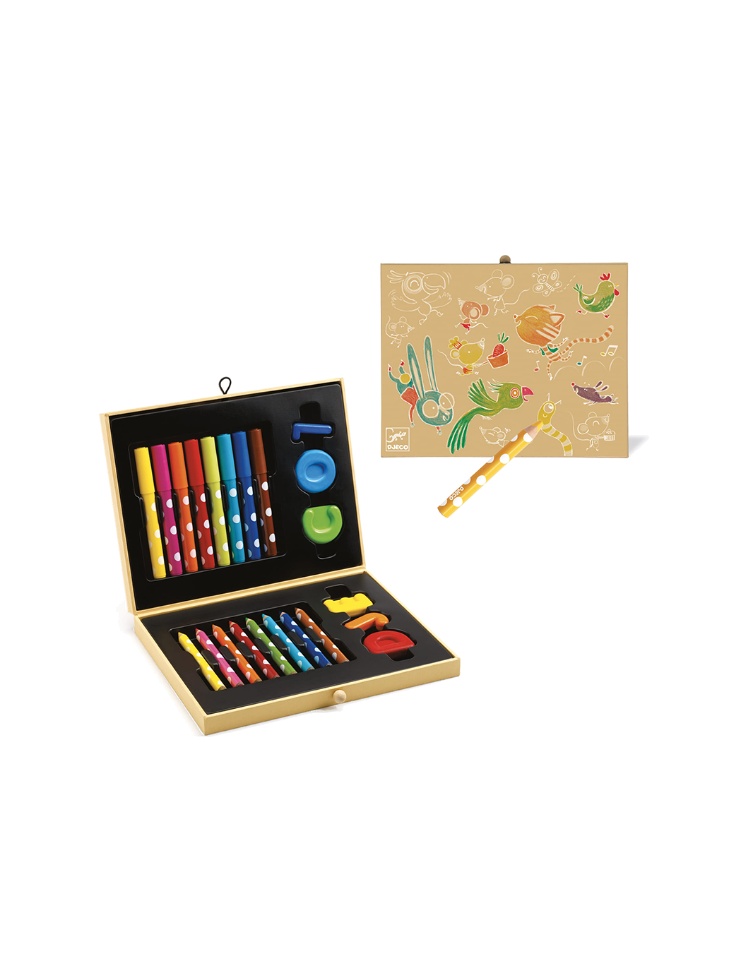 Caja artística de colores.
