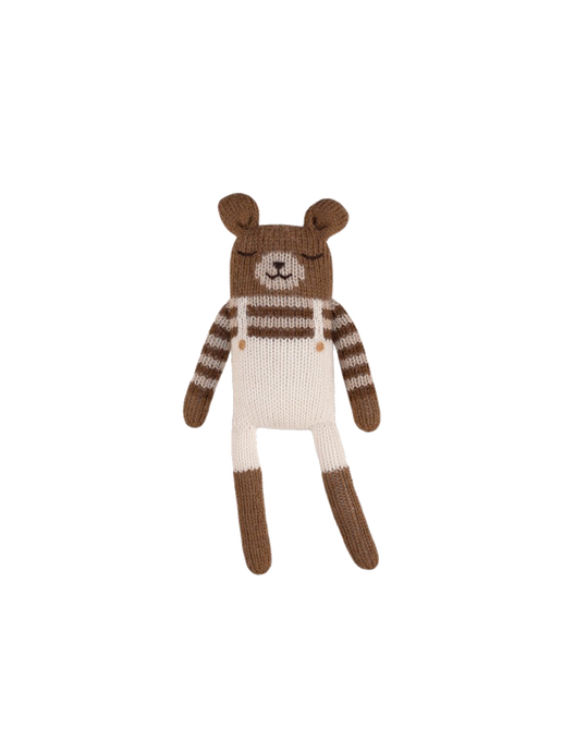 Soft alpaca cuddly toy teddy ecru overalls