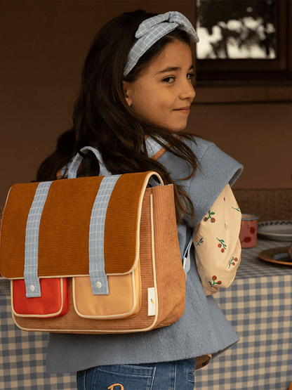 Borsa da scuola in velluto a coste della fattoria