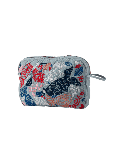 Quilted toiletry bag koi pastel blue