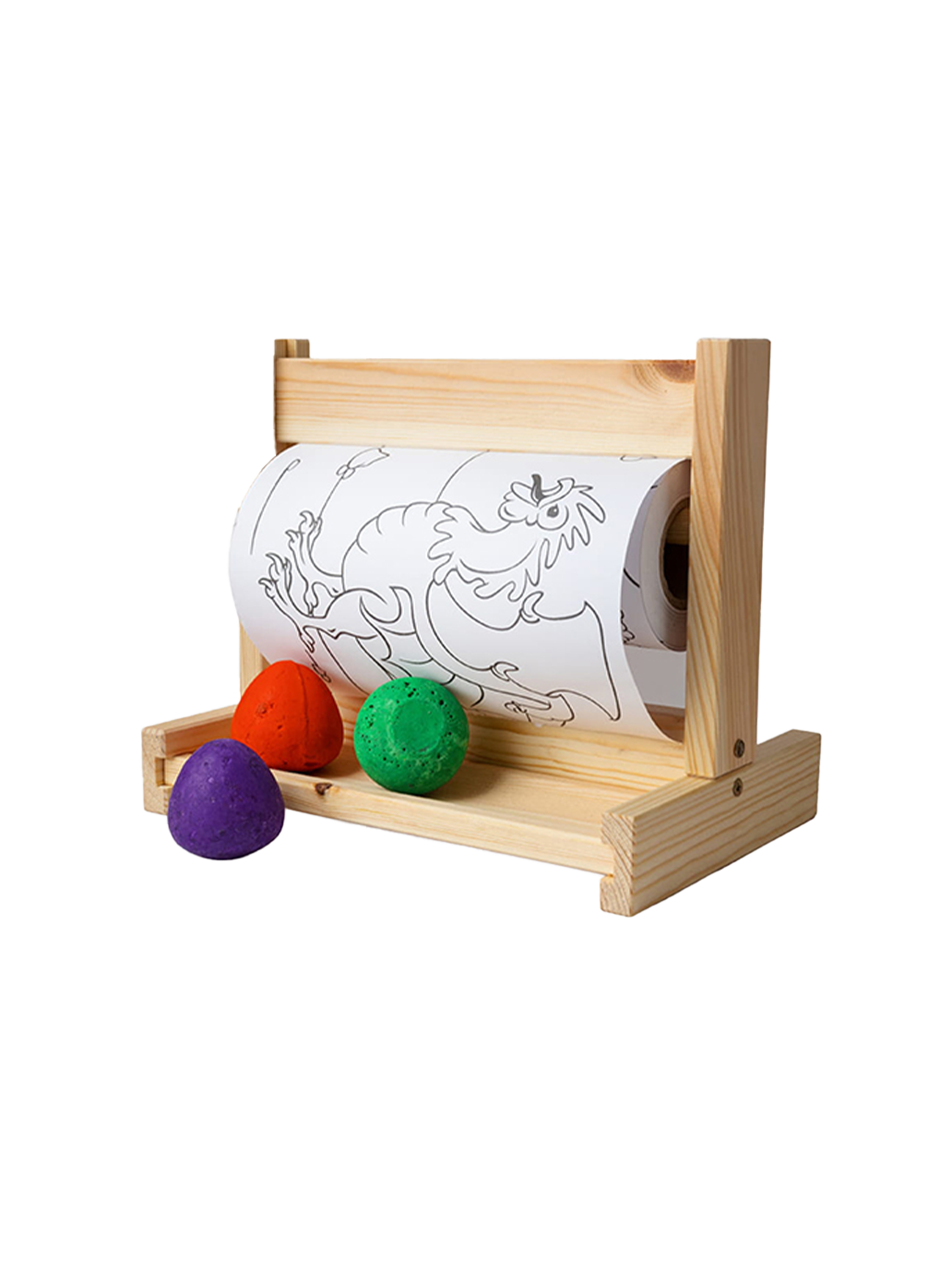Wooden stand for a coloring book on a roll