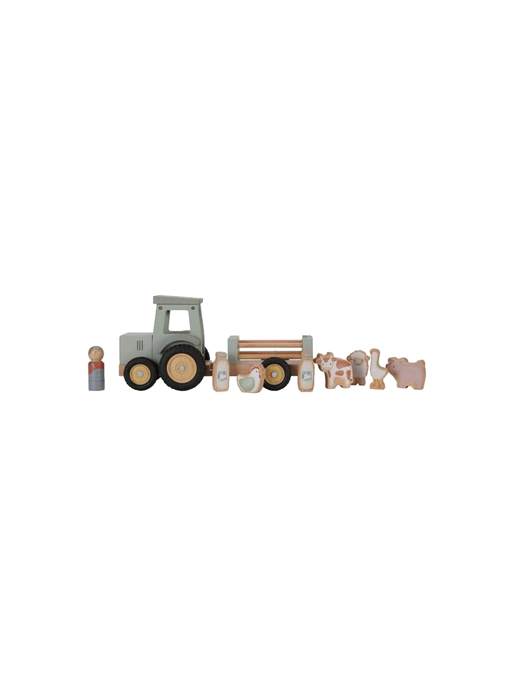 Wooden tractor with trailer