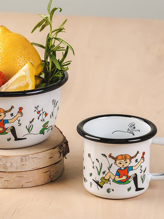 Retro enamel mug Pippi 1.5 dl