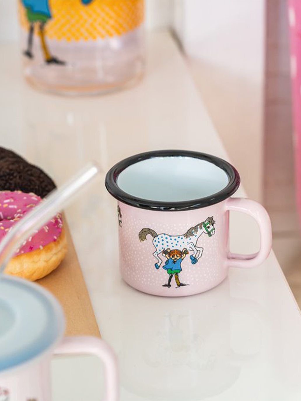 Tazza smaltata retrò Pippi 1,5 dl