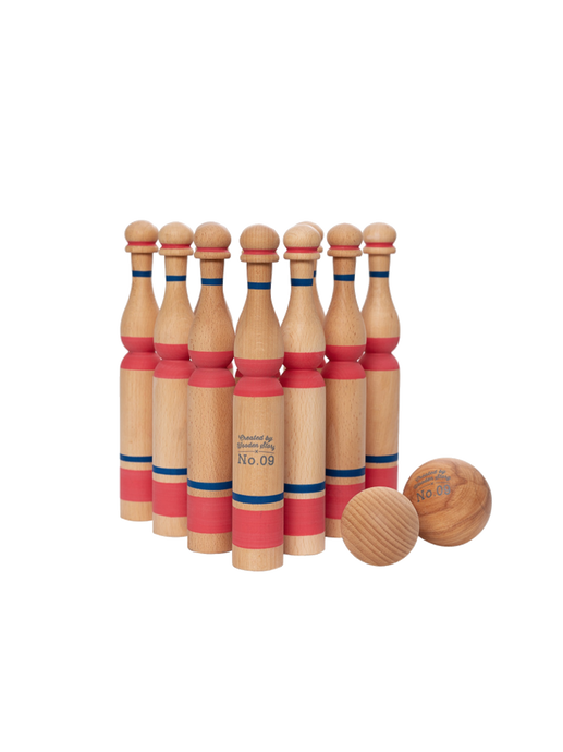 Wooden bowling set red