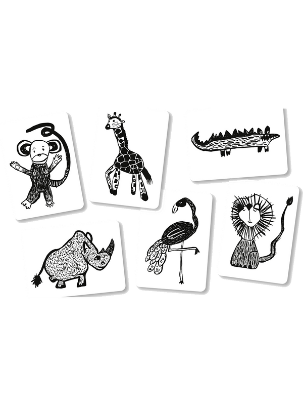 Black & white cards for babies safari animals