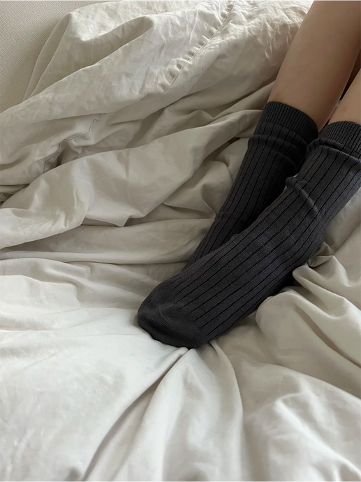 Cotton socks with cashmere blackened pearl