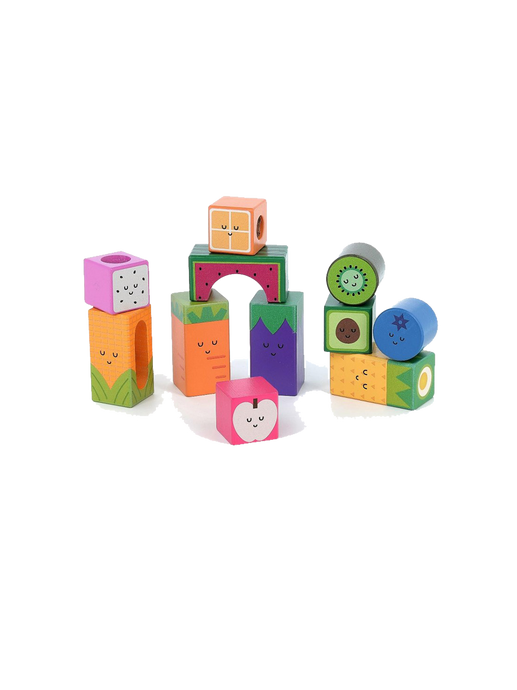 Wooden sensory blocks with sounds fruits