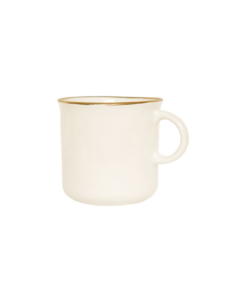 taza de cerámica hecha a mano con dorado