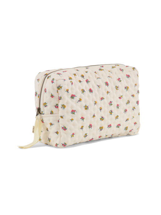 Large cotton cosmetic bag with compartments peonia