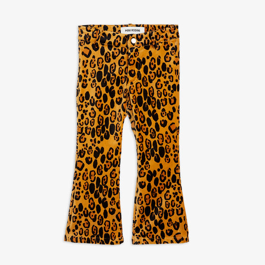 Pantaloni leopardati in velluto con maniche a campana