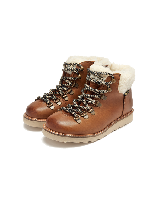 Eddie Fur Hiking Boots, insulated leather shoes tan