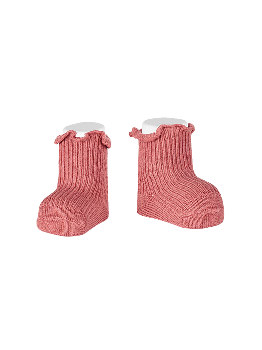 Baby socks with ruffles terracota